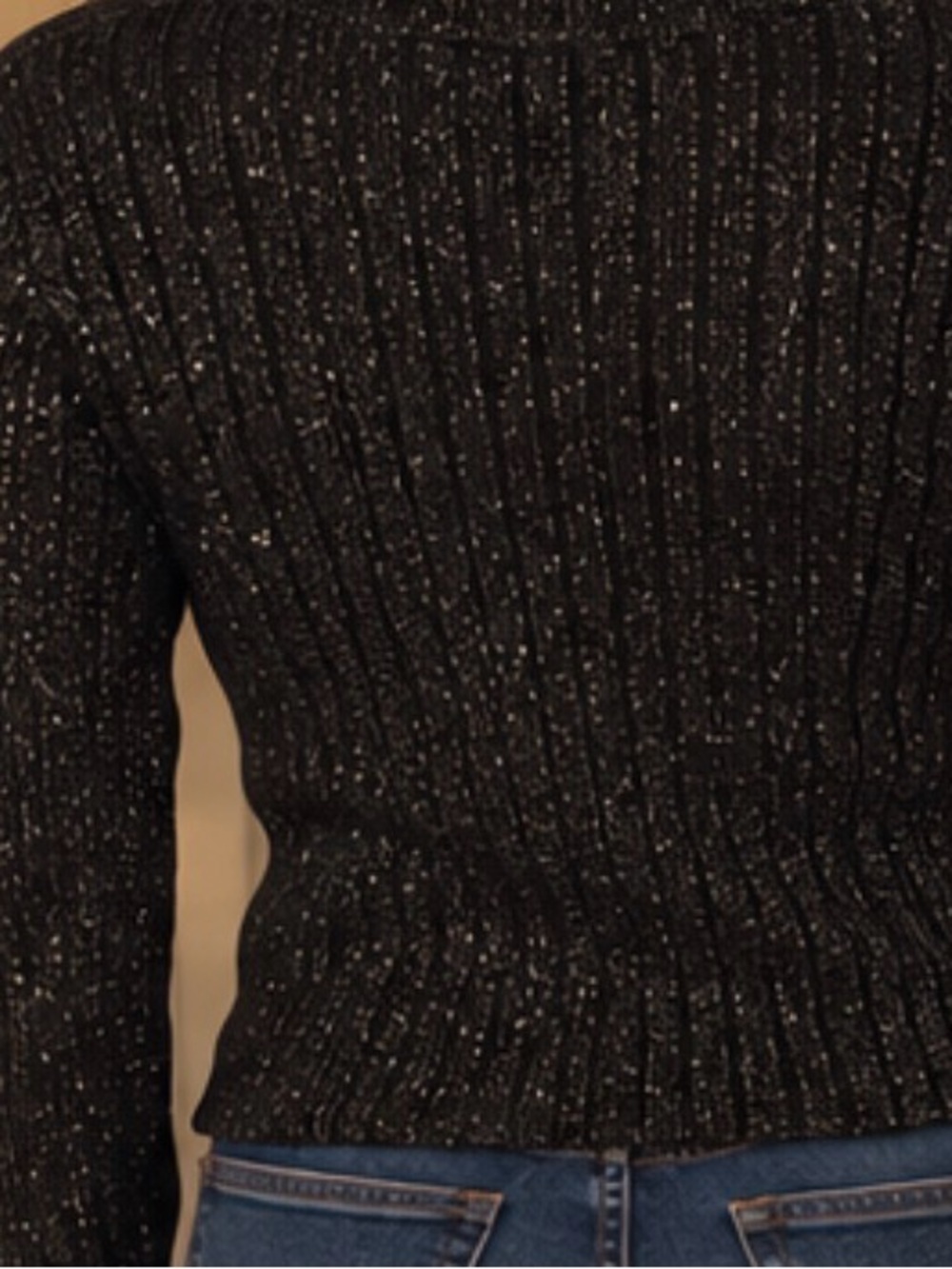Tommy Hilfiger Black Metallic Ribbed Crewneck Sweater